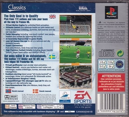 FIFA - Road of World Cup 98 Platinum - PS1 (B Grade) (Genbrug)